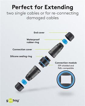 Outdoor (IP68) Netzwerkkabel-Verbinder, CAT 6A STP geschirmt- VPE: 1