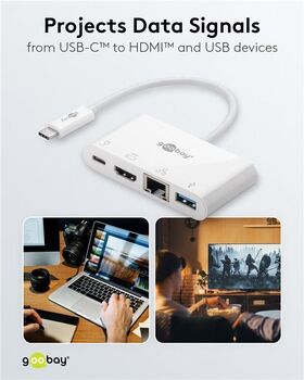 USB-C™ Multiport-Adapter auf HDMI™ und Ethernet, PD, weiß- VPE: 1