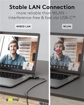 Ethernet-Kabel USB-C™ 3.1 auf RJ45, 1 m, 1m- VPE: 1