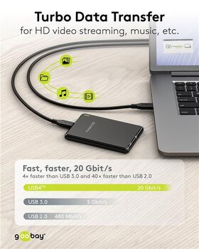 USB-C™-Kabel, USB4™, 1 m, schwarz, 1m- VPE: 1