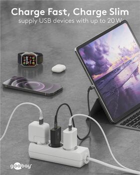 USB-C™ PD GaN Schnellladegerät Slim (20 W) schwarz, schwarz- VPE: 1