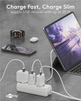 USB-C™ PD GaN Schnellladegerät Slim (25 W) weiß, weiß- VPE: 1