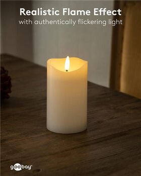 LED-Echtwachskerze, weiß, 7,5 x 12,5 cm- VPE: 1