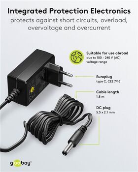 Universal-Netzteil (3 V - 12 V, max. 12 W / 1,0 A)- VPE: 1
