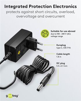 Universal-Netzteil (3 V - 12 V, max. 18 W / 1,5 A)- VPE: 1