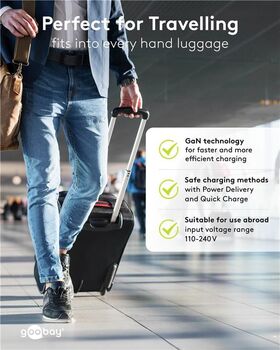 USB-C™ PD GaN Dual-Schnellladegerät Nano (20 W) schwarz, schwarz- VPE: 1