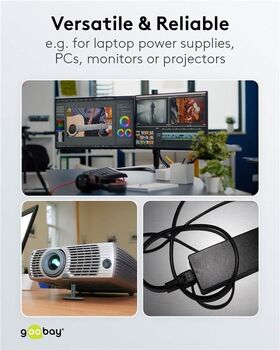 Netzkabel mit Schutzkontakt, 2 m, schwarz, (3*0,75 mm²), 2m- VPE: 1