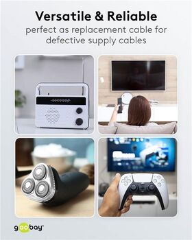 Anschlusskabel mit Eurostecker für Sonos-Lautsprecher, 90°, 3 m, schwarz, (2*0,75 mm²), 3m- VPE: 1