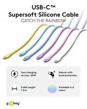 USB-C™-Silikonkabel, 1,5 m, weiß- VPE: 1