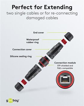 Outdoor (IP68) RJ45 Netzwerkkabel-Verbinder, CAT 6- VPE: 1