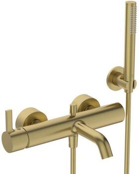 IDS Einhebel-Badearmatur JOY AP, DN 15, mit Brause-Set brushed gold IDEAL STANDARD