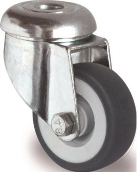 Lenkrolle D.75mm Trgf.75kg m.Rückenloch Gleitlager Gum.grau TECWERK