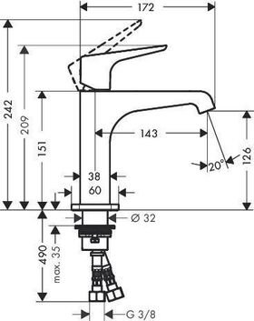 EH-WT-MI 125 AXOR CITTERIO E DN 15 m HGri ohne Ablaufgarnitur chrom