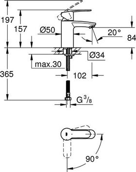 Grohe EH-WTbatt EUROSTYLE C 1/2Zoll S-Size glatter Körper chr