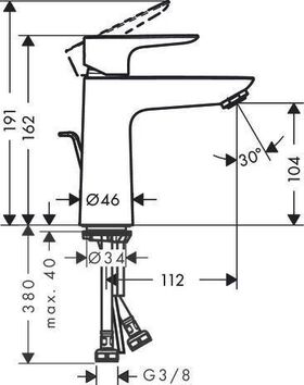 HG EH-WT-MI TALIS E 110 LowFlow m Ablaufgarnitur G 1 1/4Zoll chrom