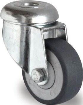 Lenkrolle D.50mm Trgf.50kg m.Rückenloch Kugell.Gum.grau PROMAT