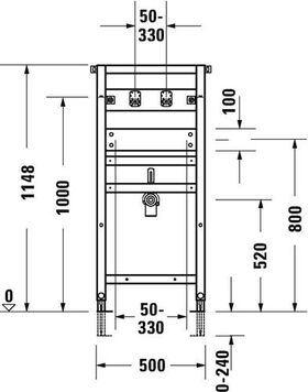 Duravit Waschtisch-Element DURASYSTEM 500x1148mm, für Wandarmatur, Trockenbau