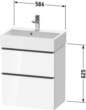 Duravit Waschtischunterbau D-NEO Compact 625x584x372mm 1 Ausz. 1 Schubk. grap ma