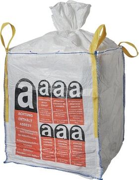 Transportsack Big Bag L.900mm B.900mm H.1100mm Trgf.1000kg Aufdruck:Asbest