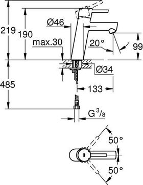 Grohe EH-WTbatt CONCETTO 1/2Zoll M-Size glatter Körper chr