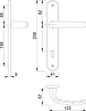 Langschildgarnitur Tôkyô M1710RH/265 MS F41-R OB 72mm DIN L/R HOPPE