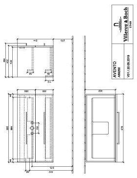 V&B Waschtischunterschrank AVENTO 980x514x452mm Crystal Black