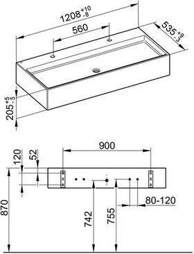 Keuco Keramik-Doppel-WT EDITION 90 1208x205x535mm sch-gr m 2x1L-Boh KEUCO