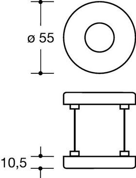Drückerrosetten-Paar 305.23PBR 92 Ku.92 Schildst.10,5mm rd.rd.HEWI