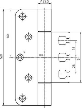 Objektband VARIANT VX 7729/160 VA ma geb.200kg 22,5mm DIN L/R - VPE: 2