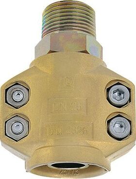 Dampfschlaucharmatur STA verz.u.gelb passiviert Schl.-Gr.25mm AG 1 Zoll TEGUMA