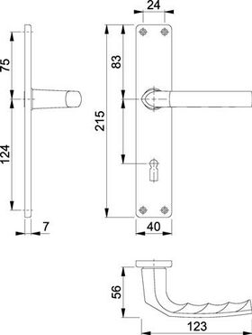 Langschildgarnitur Birm.1117/202SP Alu.F1 OB 72mm DIN L/R HOPPE