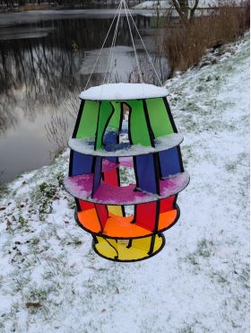 Bdt SET 3D Lampion''Camper- Leuchtfeuer'' inkl. USB-LED- Leuchte H:65cm, Ø 34cm + 5m Pole
