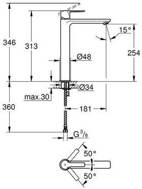 GROHE Einhand-Waschtischbatterie Lineare 1/2Zoll XL-Size ha graph gebü