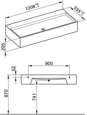 Keuco Mineralguss-Waschtisch EDITION 90 1208x205x535mm we o HL-boh KEUCO