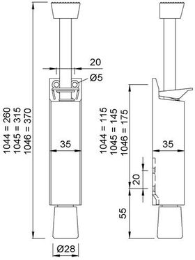Türfeststeller 1044.02 Alu.silberf.lack.Hubh.60mm Türmontage KWS