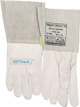 Schweißerhandschuhe Gr.XXL (10,5) natur Kalbsnarben-/Rindspaltleder/Softt. 5 PA - VPE: 5