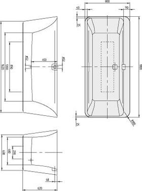 V&B Freistehwanne SQUARO Excellence R-eck 180x80 m vormont. Ab u ÜL Sto wh