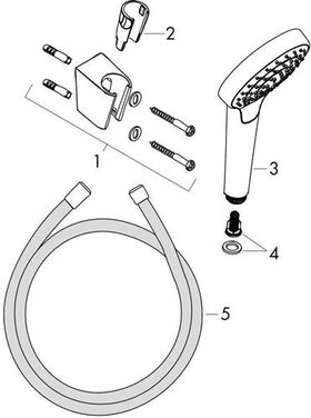 HG Brauseset CROMA SELECT S 1jet Isiflex Brauseschlauch 1250mm weiß/chrom