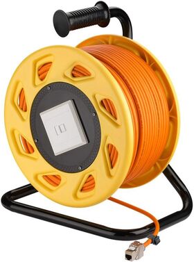 Mobile RJ45 Netzwerk Kabeltrommel, orange, 50m- VPE: 1