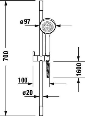 Duravit Brauseset m Handbr d= 97mm Bsta 700mm chrom