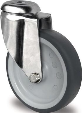 Lenkrolle D.125mm Trgf.100kg Rückenloch PP Gleitlager VA TPE grau PROMAT