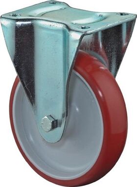 Bockrolle D.80mm Trgf.125kg Guß-PU Platte L104xB80mm BS ROLLEN