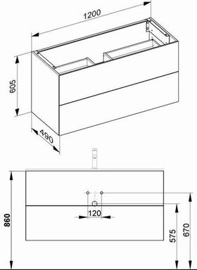 Keuco Waschtischunterbau X-LINE 1200x605x490mm anthrazit