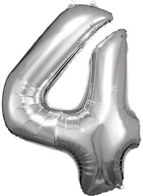 Folienballon Zahl 4 Silber