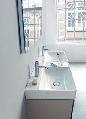 Duravit Doppelwaschtisch DURASQUARE o ÜL m HLB 1200x470mm 2 Hahnlöcher weiß