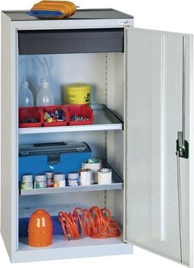 Werkzeug-/Beistellschrank H1000xB500xT500mm 1Schubl.2BD lichtgrau STUMPF