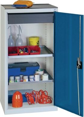Werkzeug-/Beistellschrank H1000xB500xT500mm 1Schubl.,2BD grau/blau STUMPF