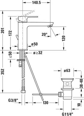 Duravit Einhebel-Waschtischmischer B.3 M ohne Zugstangen-Ablaufgarnitur chrom