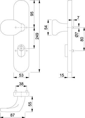 Knopflangschild E86G/3332ZA VA F69 72mm f.Kombischutz PZ 8mm HOPPE