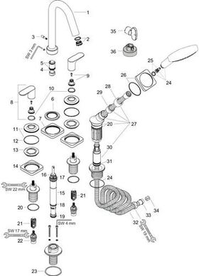 4L Fliesenrandarmatur AXOR CITTERIO M DN 15 m Hebelgriffen und Rosetten chrom